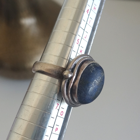 Vintage 925 Sterling Silver Ring W Blue Lapis Lazuli Gemstone 6 - Picture 13 of 16